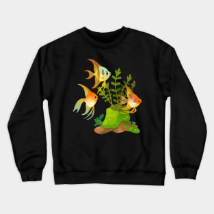 Fresh water fish and plants - angelfish Crewneck Sweatshirt